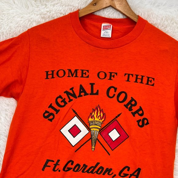 Vintage Soffe Shirts Men's Signal Corps Logo Graphic Print Single Stitch T-Shirt - Picture 3 of 9